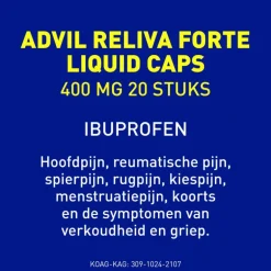 Advil Reliva Forte Liquid-Caps 400 mg Ibuprofen voor Pijn en Koorts 20 stuks