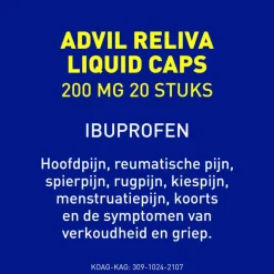 Advil Reliva Liquid-Caps 200 mg Ibuprofen voor Pijn en Koorts 20 stuks