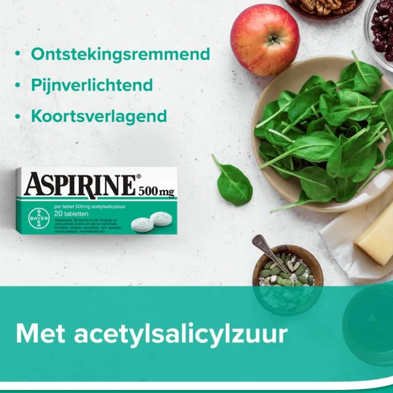 Aspirine 500 mg helpt bij pijn 20 tabletten