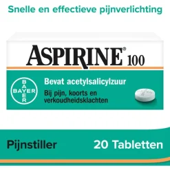 Aspirine 100 mg helpt bij pijn 20 tabletten