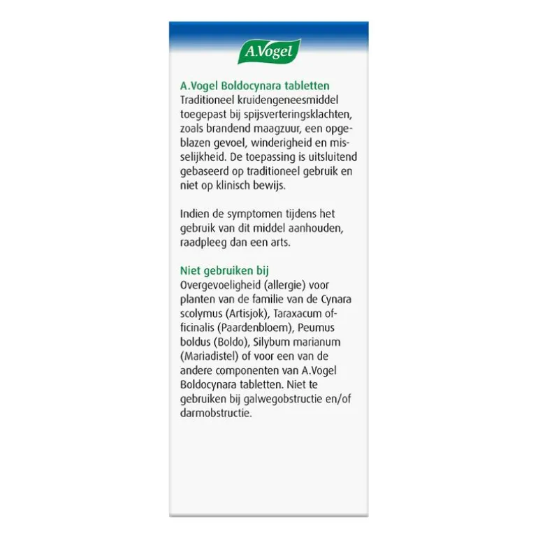A.Vogel Boldocynara Bij Misselijkheid En Opgeblazen Gevoel Tabletten 80 ST