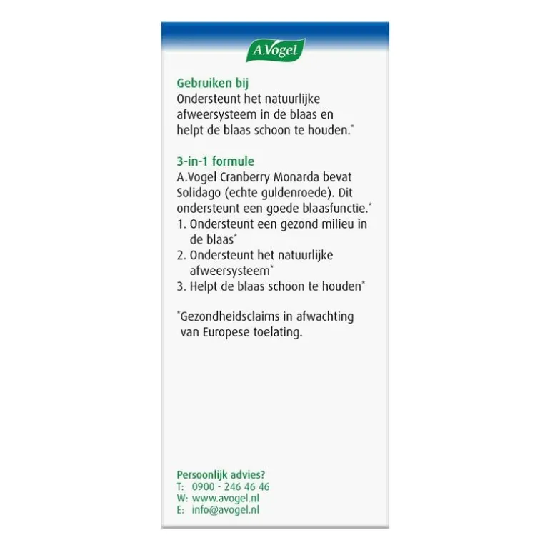 A.Vogel Cranberry Monarda Goed Voor De Blaasfunctie1* Tabletten 30 stuks