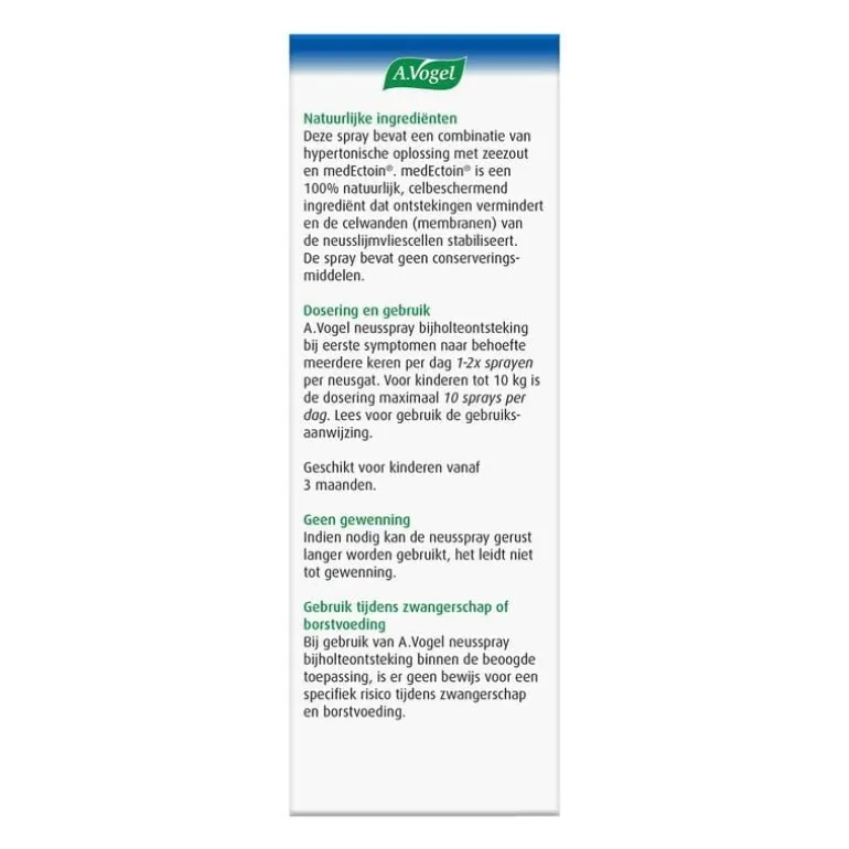 A. Vogel Neusspray Bijholte Ontsteking Eerste Symptomen 20 ML