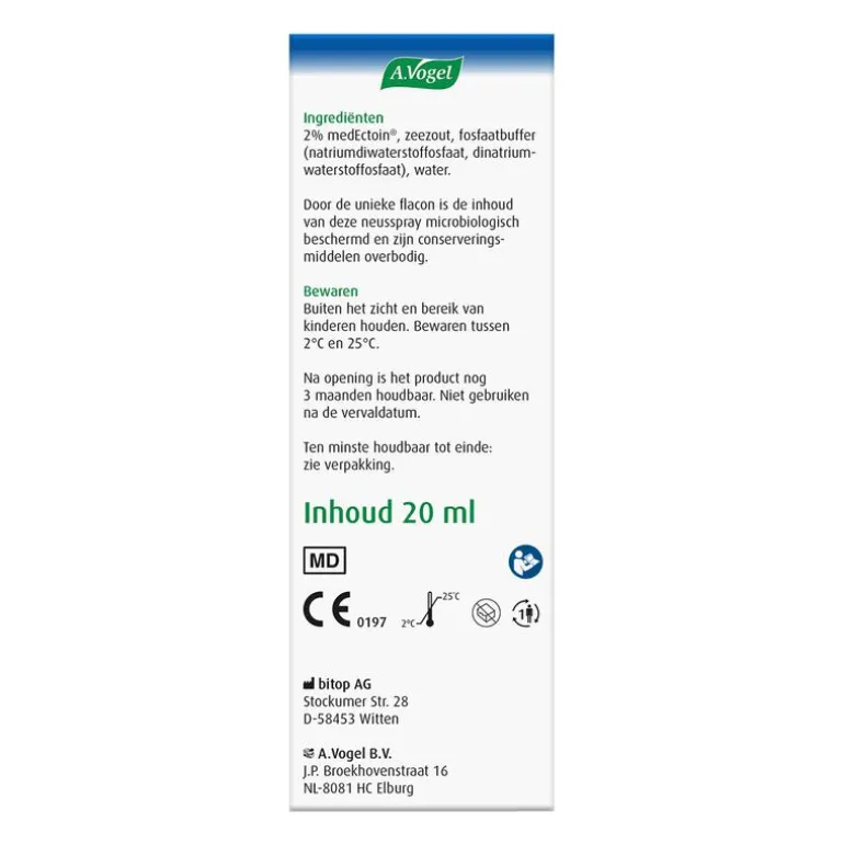 A. Vogel Neusspray Bijholte Ontsteking Eerste Symptomen 20 ML