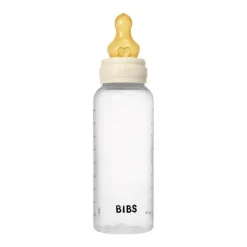 BIBS Babyfles 270 ML Ivory met Latex speen en opvouwbaar trechtertje