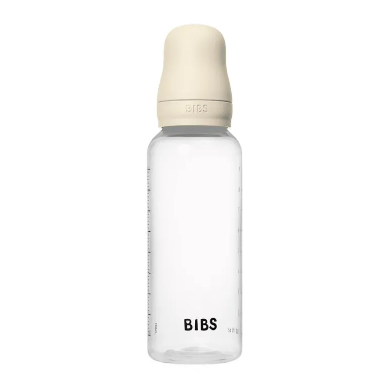 BIBS Babyfles 270 ML Ivory met Latex speen en opvouwbaar trechtertje