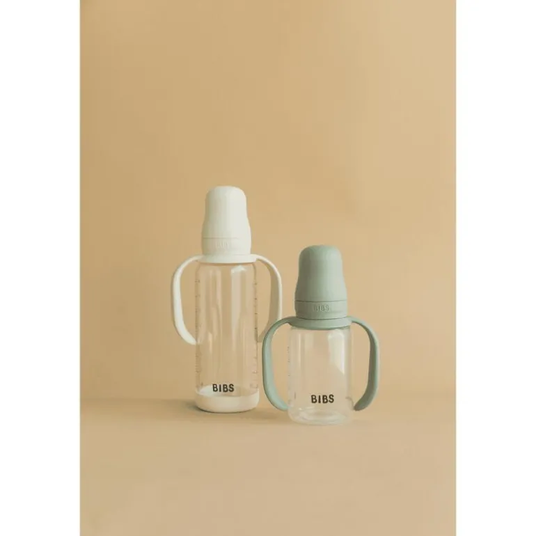 BIBS Babyfles 270 ML Ivory met Latex speen en opvouwbaar trechtertje
