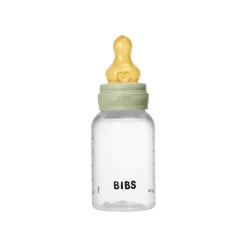 BIBS Babyfles 150 ML Sage met Latex speen en opvouwbaar trechtertje