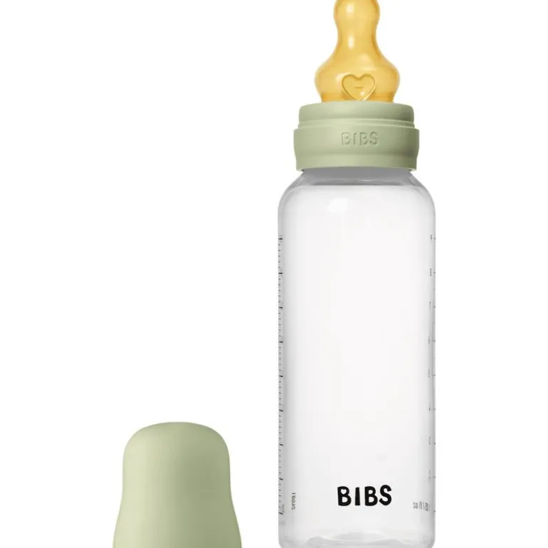 BIBS Babyfles 270 ML Sage met Latex speen en opvouwbaar trechtertje