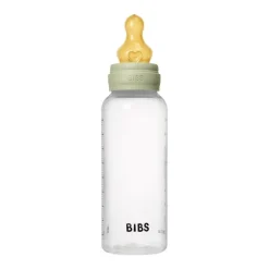 BIBS Babyfles 270 ML Sage met Latex speen en opvouwbaar trechtertje