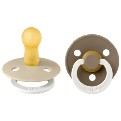 BIBS Glow in the dark Fopspeen Two Pack Natuurlijk Rubber Vanilla/Dark Oak Maat 2
