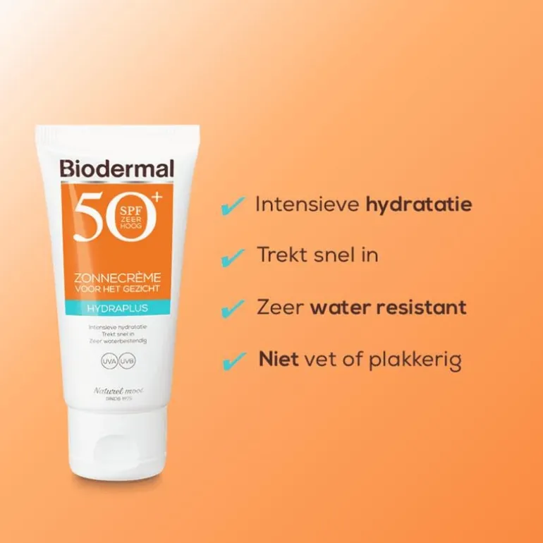 Biodermal Hydra Plus Zonnecrème Gezicht SPF50+ 50 ML