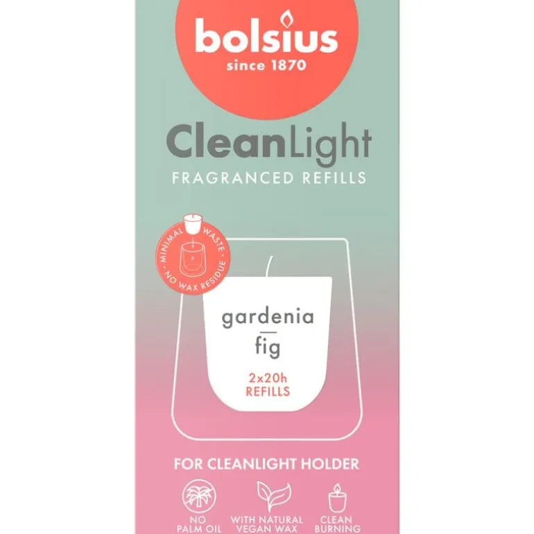 Bolsius Navulling Clean Light pack 2 Gardenia / Fig