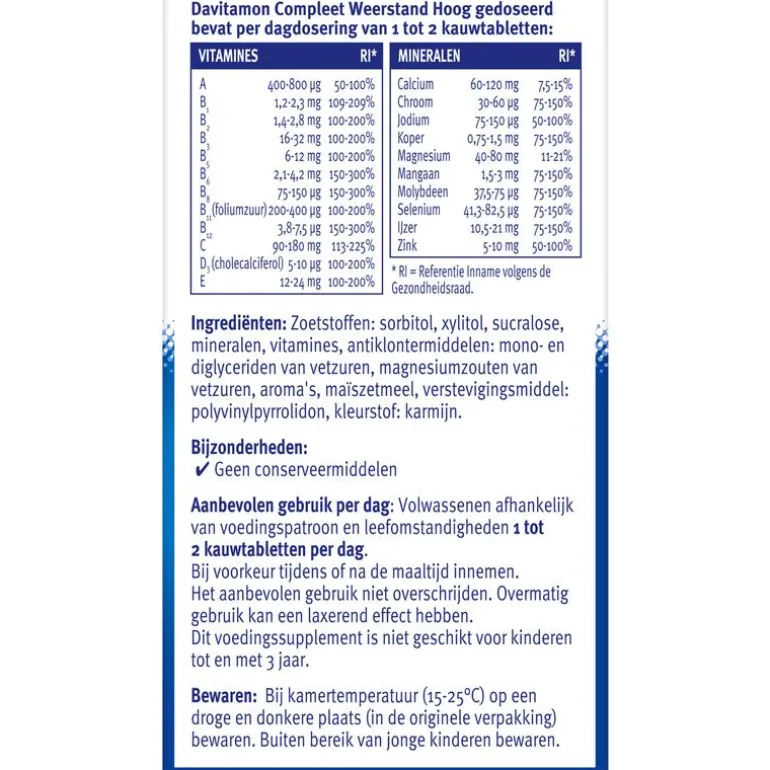 Davitamon Compleet Weerstand Forte 50 Kauwtabletten