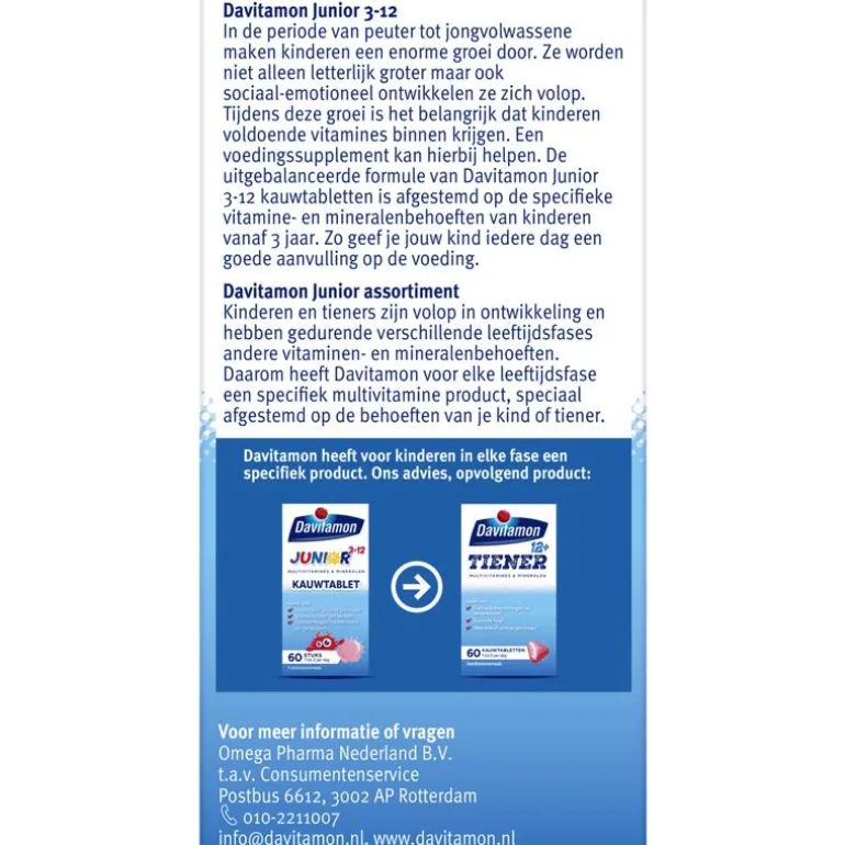 Davitamon Junior 3+ Kauwvitamines Framboos