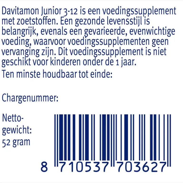 Davitamon Junior 3+ Kauwvitamines Framboos