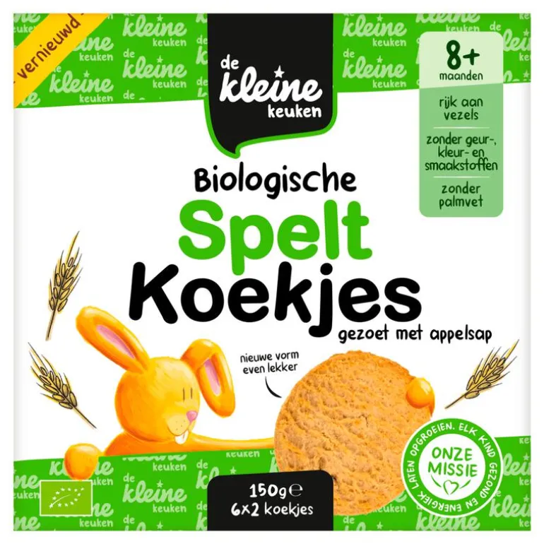De Kleine Keuken Bio Speltkoekjes Appel 150 GR