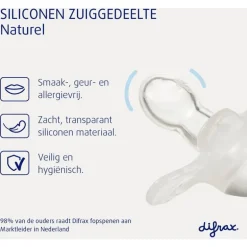 Difrax Fopspeen Natural 6 Maanden Donkergrijs BPA-vrij