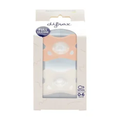 Difrax Fopspeen Natural Siliconen Blossom/Wit 0-6 Maanden