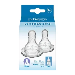 Dr. Brown’s Flesspeen 9+ Maanden Fase 4 Smalle Halsfles 2 stuks
