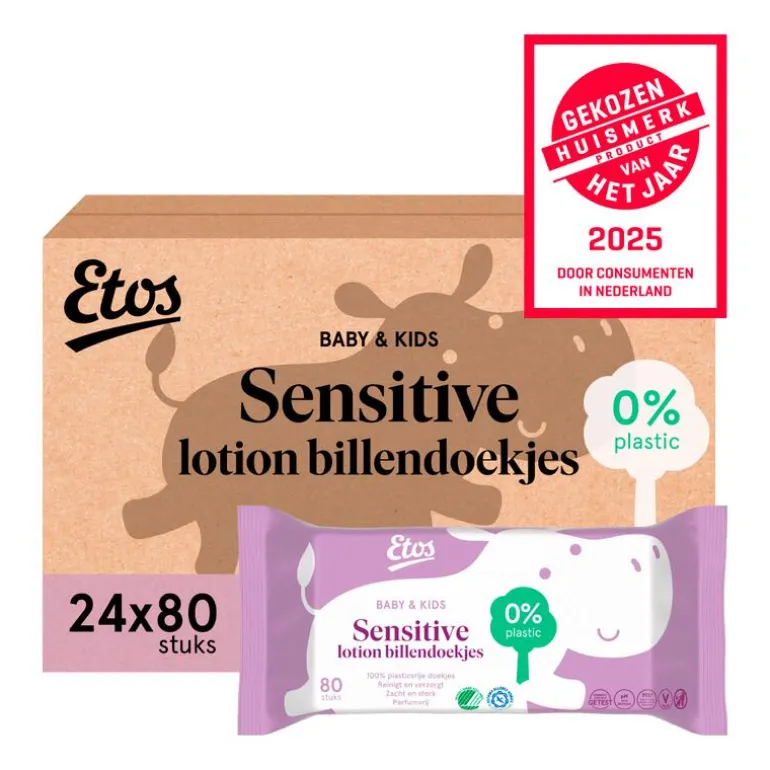 Etos Baby & Kids Sensitive Lotion Billendoekjes Megabox 24x80 Stuks