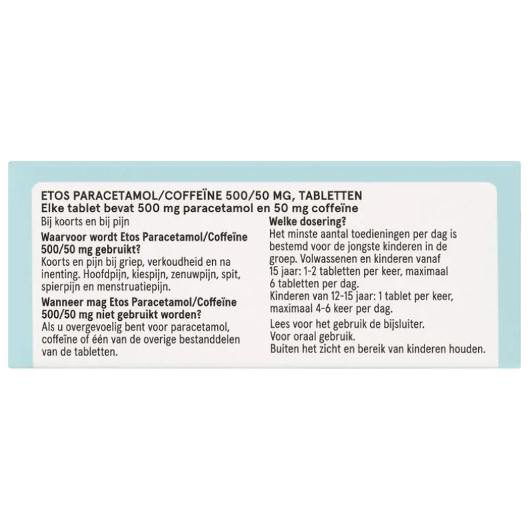 Etos Paracetamol/Coffeïne 500/50 mg 50 stuks