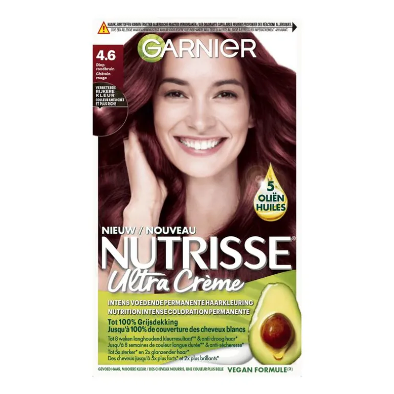 Garnier Nutrisse Crème Permanente Haarverf 4.6 Diep Rood Middenbruin