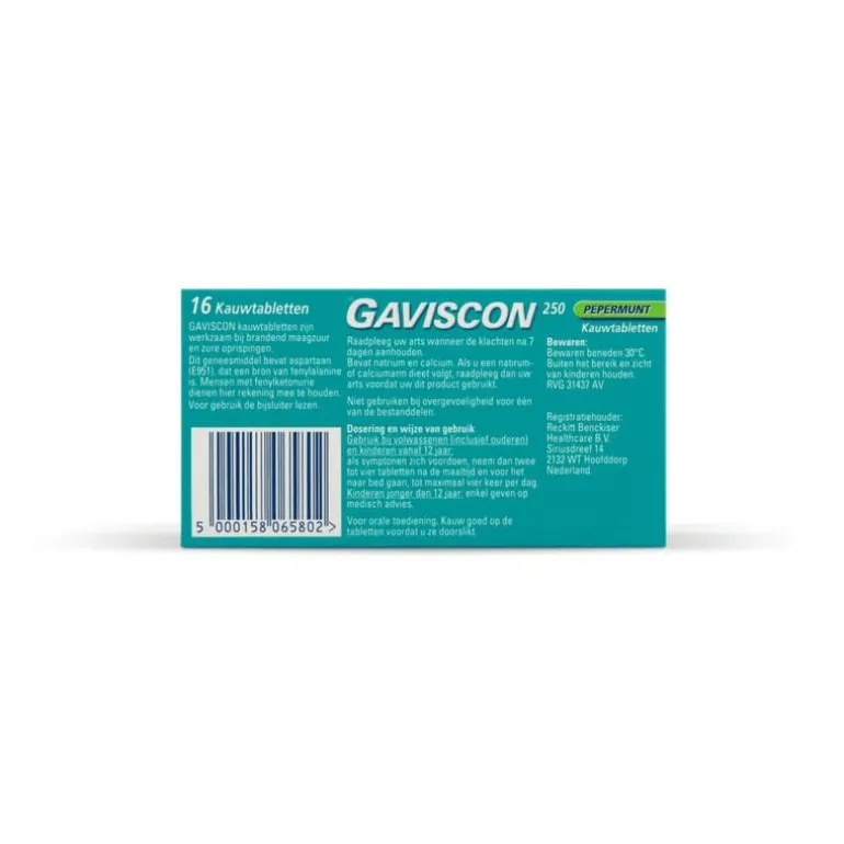 Gaviscon Kauwtabletten Pepermunt Maagzuurremmers 16 Stuks