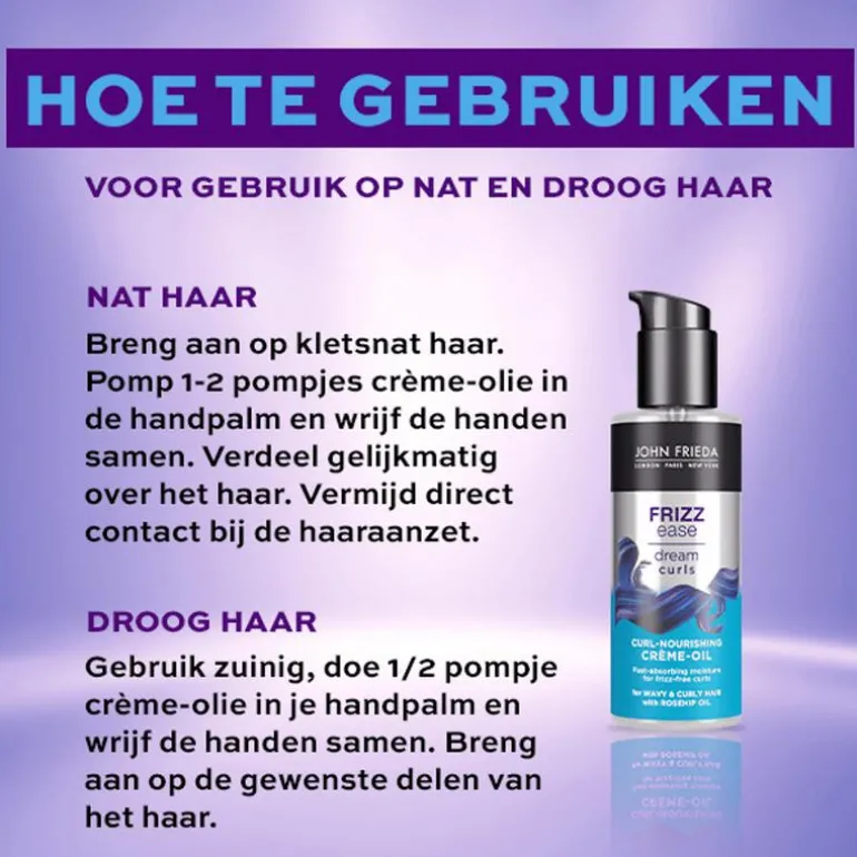 John Frieda Frizz Ease Dream Curls Crème Oil Voor Pluizig Haar 100 ML
