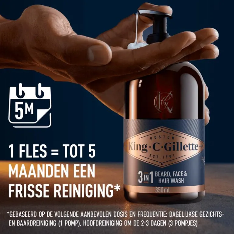 King C. Gillette 3-in-1 Baard En Gezichtsreiniger 350 ML