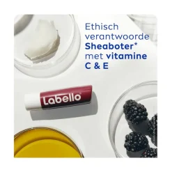 Labello Blackberry Shine Lippenbalsem 24u Hydratatie Bordeauxrood 1 Stuk