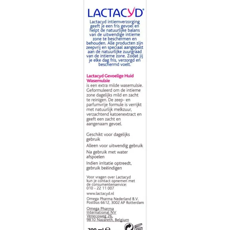 Lactacyd Intieme Hygiëne Gevoelige Huid Wasemulsie 200 ML