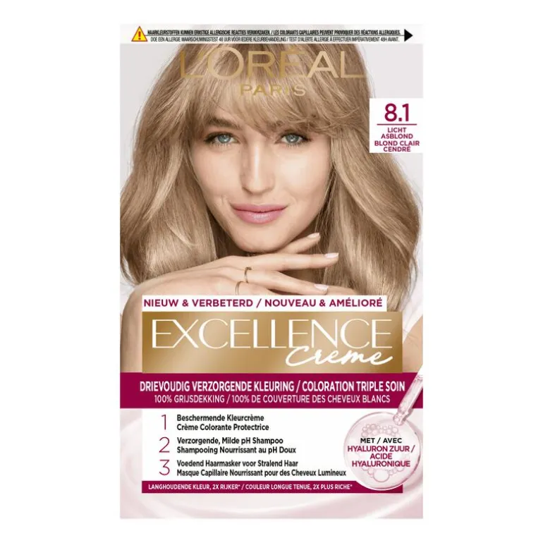 L'Oréal Paris Excellence Crème Verzorgende Crèmekleuring 8.1 Licht Asblond