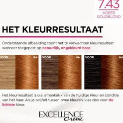 L'Oréal Paris Excellence Crème Verzorgende Crèmekleuring 7.43 Koper Goudblond