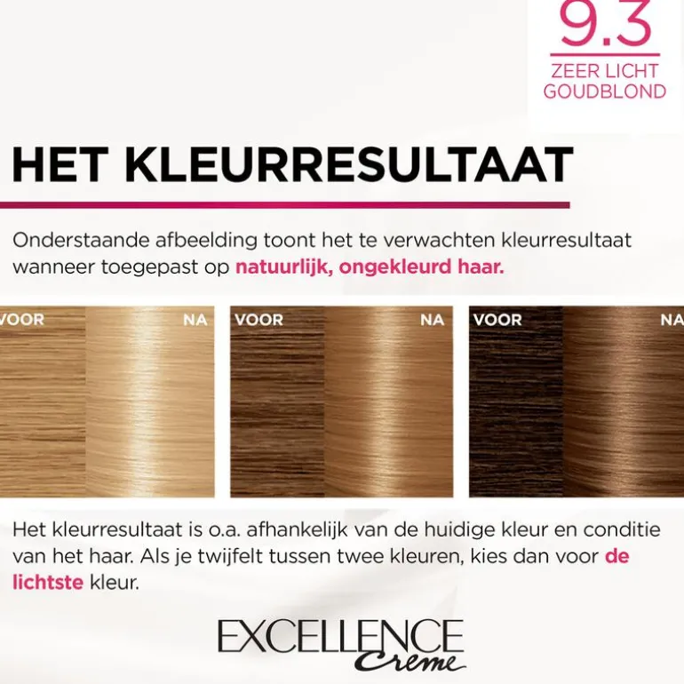 L'Oréal Paris Excellence Crème Verzorgende Crèmekleuring 9.3 Zeer Licht Goud Blond