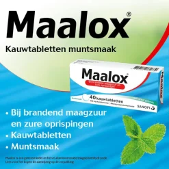 Maalox Kauwtabletten Muntsmaak Bij Brandend Maagzuur 40 Kauwtabletten