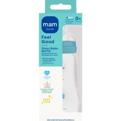 MAM Feel Good Glass Bottle Babyfles Blue 260 ML