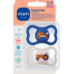 MAM Supreme Fopspenen 6-16 maanden Blue 2 stuks
