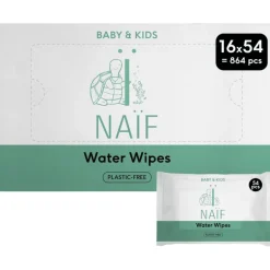 Naïf Plasticvrije Water Billendoekjes 16x54 stuks