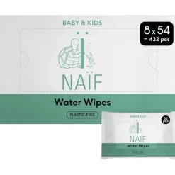 Naïf Plasticvrije Water Billendoekjes 8x54 stuks