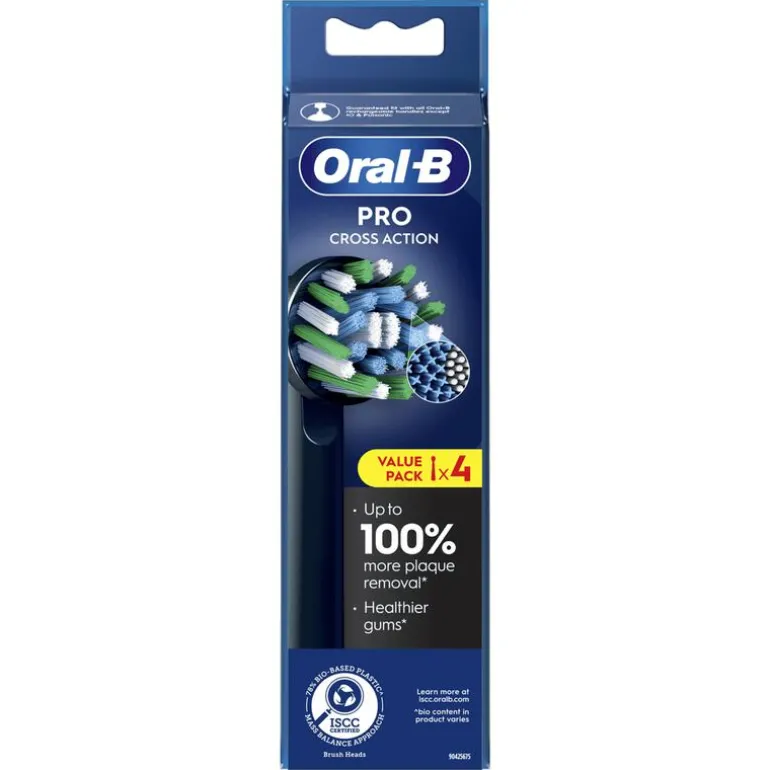 Oral-B Cross Action Opzetborstels Zwart - 4 Stuks