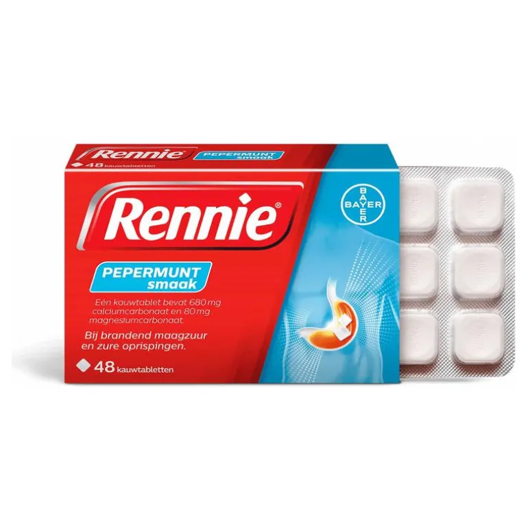 Rennie Pepermunt Kauwtabletten Bij Brandend Maagzuur 48 stuks