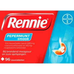 Rennie Pepermunt Kauwtabletten Bij Brandend Maagzuur 96 stuks