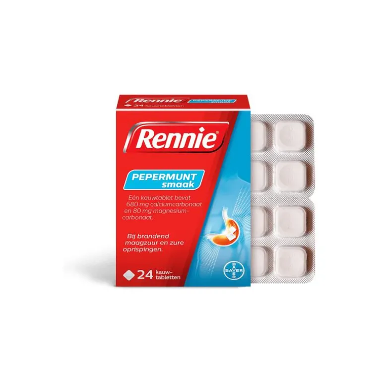 Rennie Pepermunt Kauwtabletten Bij Brandend Maagzuur 24 stuks