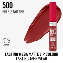 Rimmel London Lasting Mega Matte Liquid Lipstick 500Fire Starter