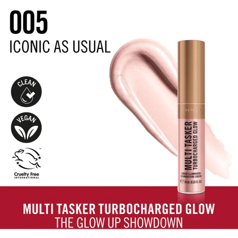 Rimmel London Multi Tasker Turbocharged Glow Liquid Illuminator Highlighter - Roze - 005 Iconic as usual