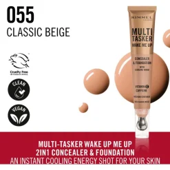 Rimmel Multi-Tasker Wake Me Up Concealer en Foundation 55 Classic Beige