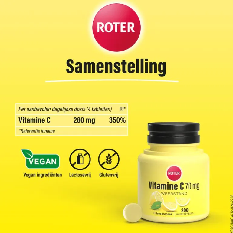 Roter Vitamine C 70 mg citroen 200 kauwtabletten