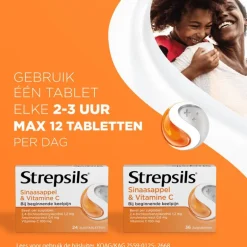 Strepsils Sinaasappel & Vitamine C Zuigtabletten 36 Stuks