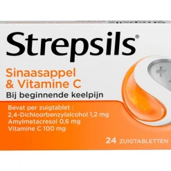 Strepsils Sinaasappel & Vitamine C Zuigtabletten 24 Stuks